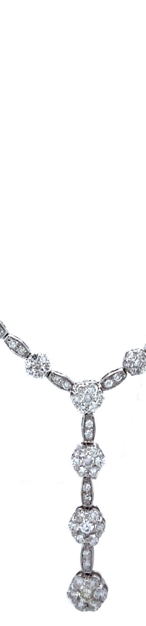 Vintage 18K White Gold Cluster Necklace with Diamond